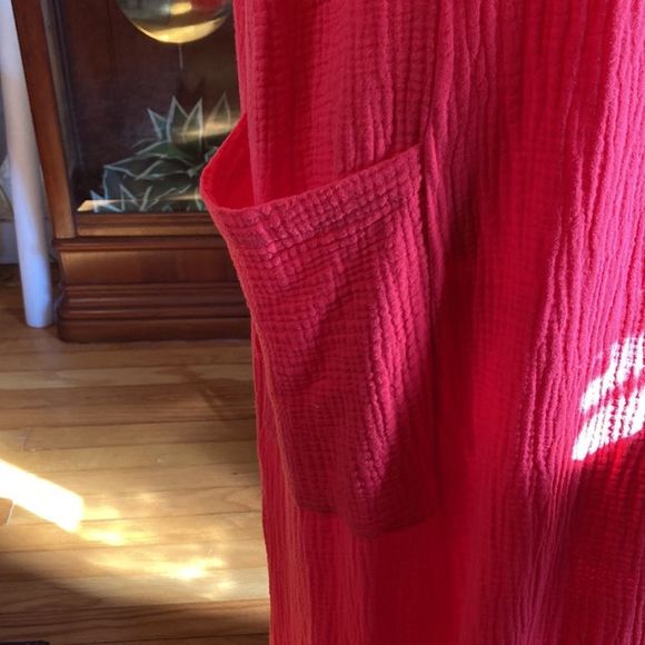 For Cynthia Dress Red Gauze Causal Pull On Maxi Dress - Picture 6 of 14